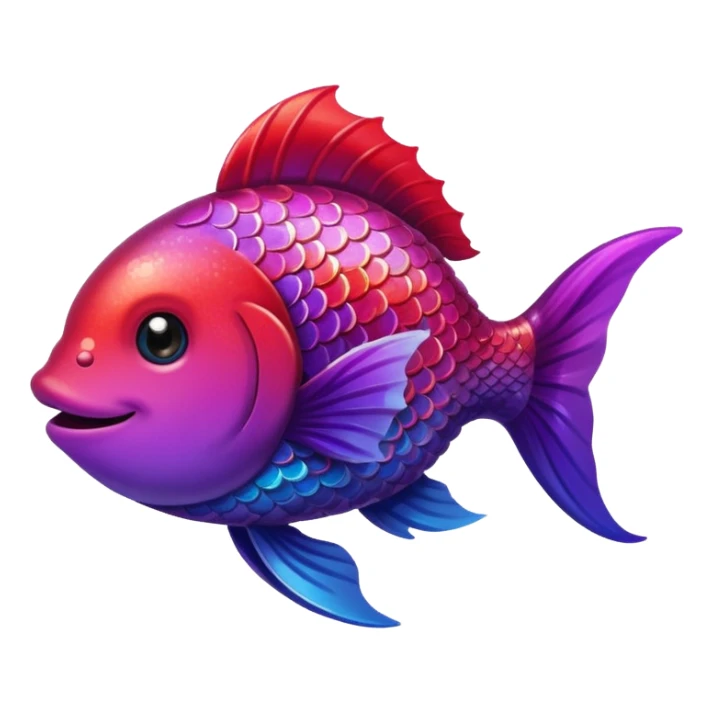 color gradient between red and purple glitter cute happy fish sticker