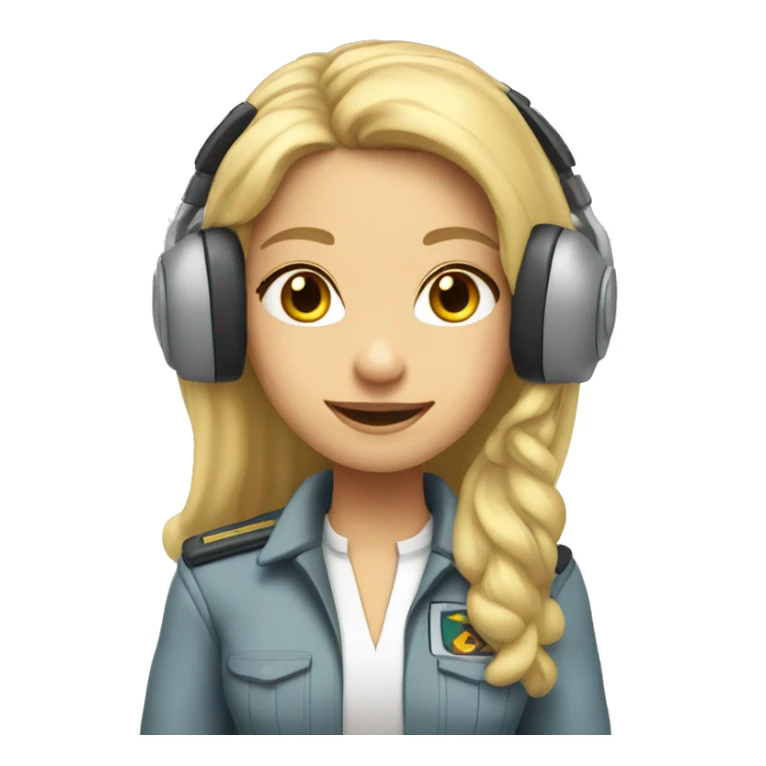 Blonde Pilot girl with headset and long hair  sticker