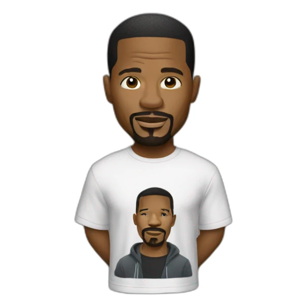 Jamie Foxx wearing t-shirt sticker
