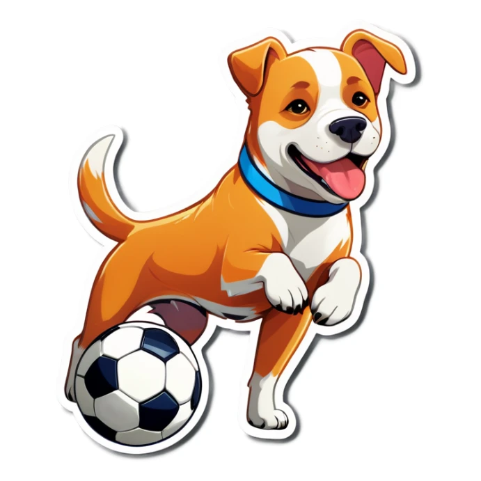 A dog playing fifa  sticker