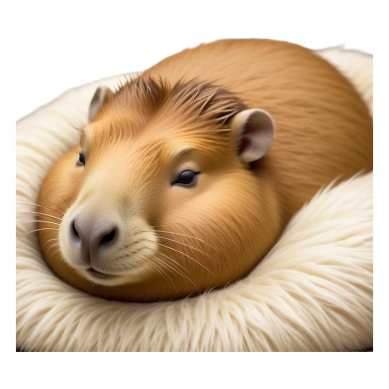 Meme-Worthy Cute Sleeping Capybara Portrait Emoji, Head resting peacefully with a contented smile, showcasing luxuriously soft, fluffy fur and a characteristic capybara head with a broad snout and small, gentle ears, with eyes gently closed in serene slumber, Simplified yet hilariously adorable features, highly detailed, glowing with a soft, drowsy natural light, high shine, relaxed and utterly lovable, stylized with an air of playful laziness, bright and heartwarming, soft glowing outline, capturing the essence of a sleeping capybara that feels destined to become the next viral sensation of adorable rest! sticker
