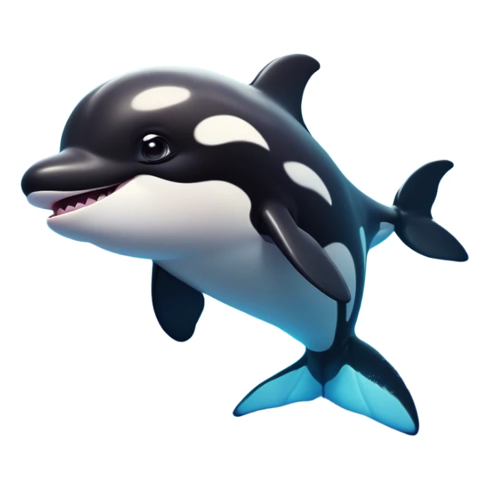 Cinematic Comical orca Portrait Emoji, Head tilted dramatically with an exaggeratedly shocked expression, featuring a sleek black-and-white body with wide, comically expressive eyes full of playful disbelief and animated flippers, Simplified yet hilariously expressive features, highly detailed, glowing with a slightly sassy oceanic glow, high shine, dramatic yet playful, stylized with an air of cheeky marine mischief, soft glowing outline, capturing the essence of a meme-worthy orca that looks ready to make waves with its hilariously dramatic antics! sticker