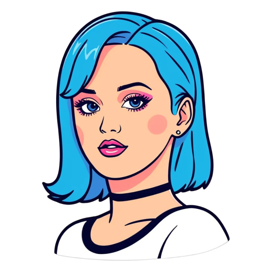 8k, 5000x5000px resolution, clean, smooth, thin lines, ultra detailed, hyperrealism, celebrity, singer Katy perry 2020. Glossy appearance, clean thin lines, vivid, clean appearance.  sticker