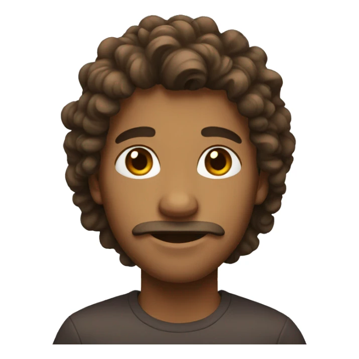 Male Brown face with long curly hair  sticker
