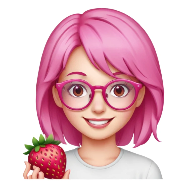 Pink strawberry girl with pink glasses sticker