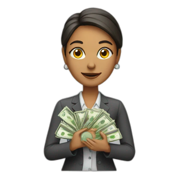 Woman teacher with money sticker