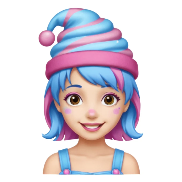 candy hatted girl from candyland blue pink mixed hair sticker