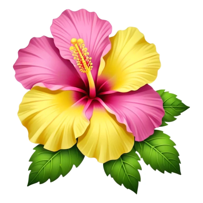 yellow and pink hibiscus flower sticker