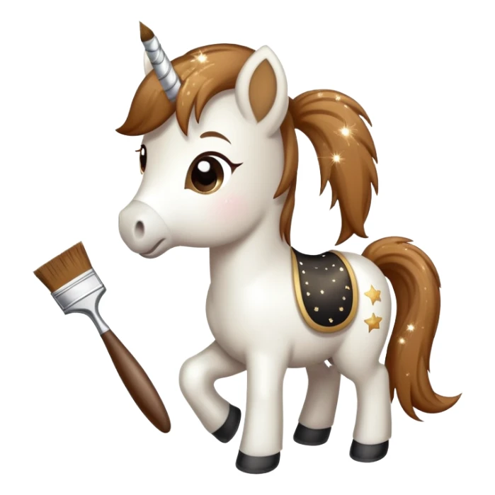 happy pony with a brush and sparkles sticker