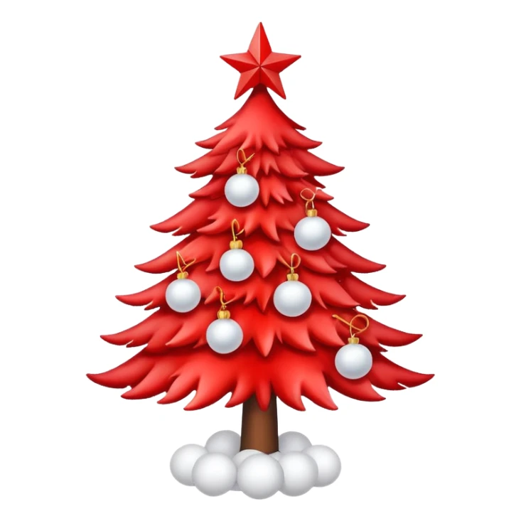red Christmas tree with white star and white Christmas balls sticker
