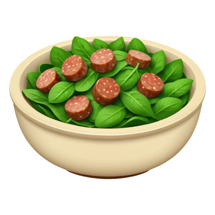 Bowl of spinach and chopped sausage  sticker