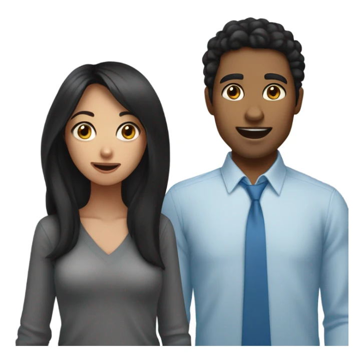 Black hair blue eye girl drooling over light skin guy sticker