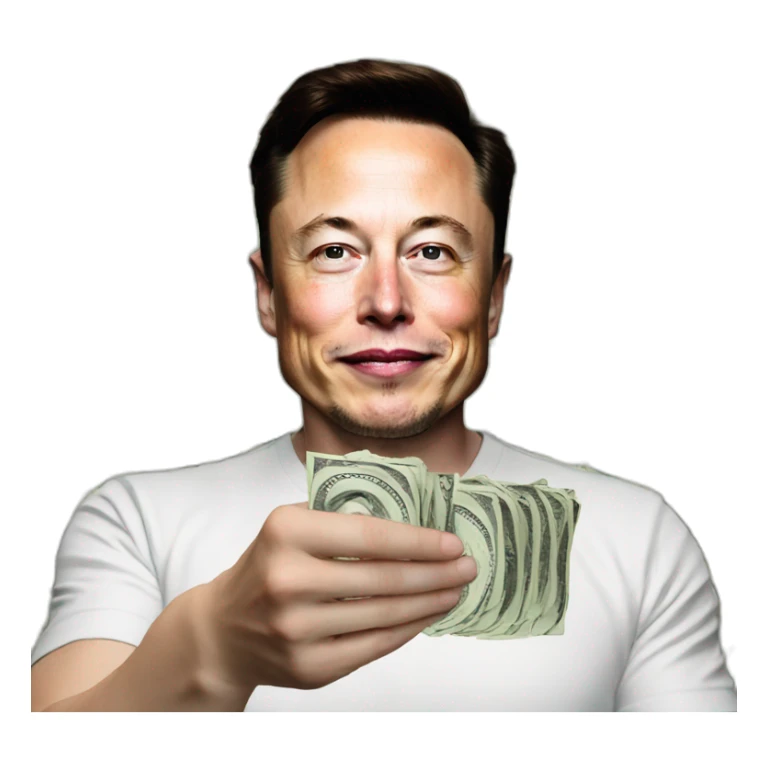 ELON MUSK WITH DOLLARS IS HIS HANDS sticker