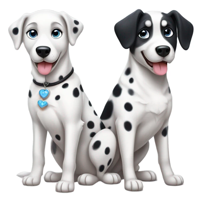 kawaii style, dalmatian, white and grey siberian husky, in love sticker