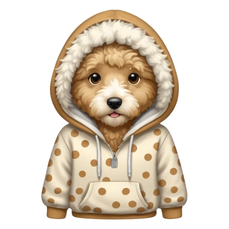 Goldendoodle with white spots hoodie sticker