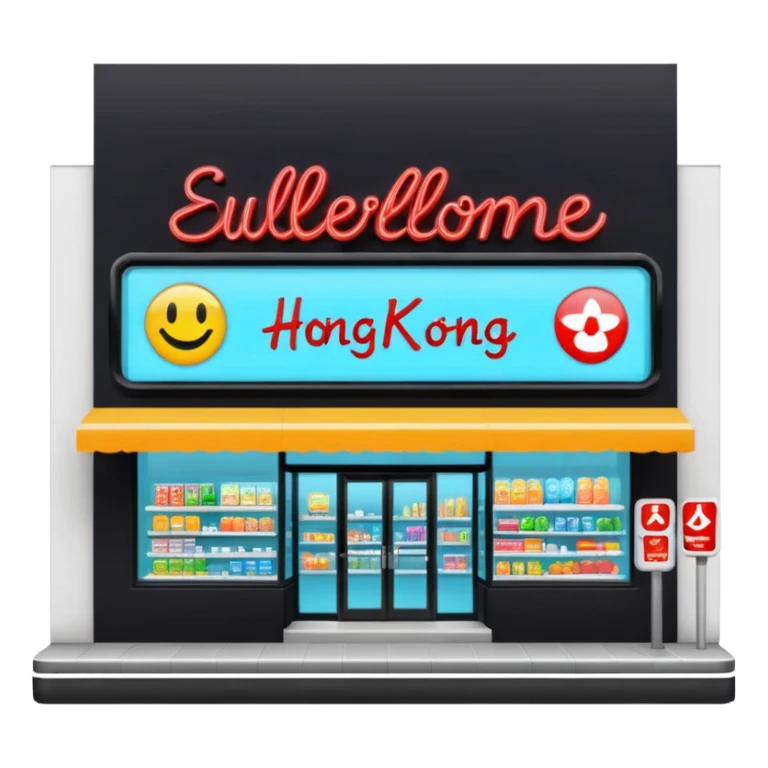 create a supermarket shop front, that looks like a wellcome store sticker