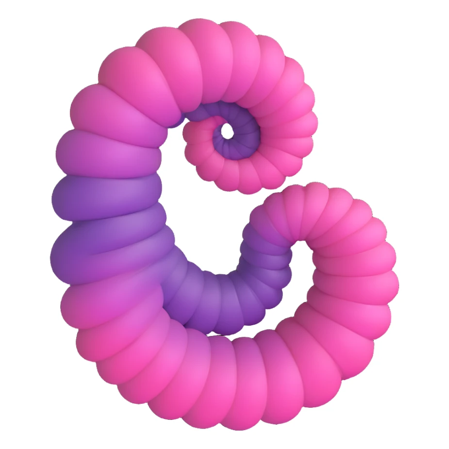 3D spiral, pink fading to purple, vibrant and bold sticker