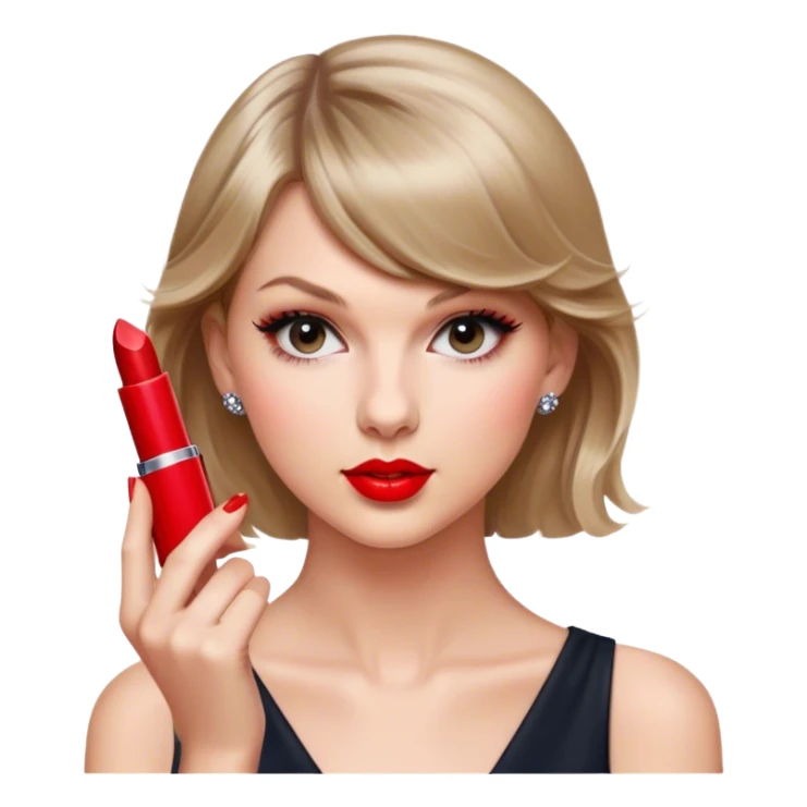 taylor swift holding small red lipstick sticker