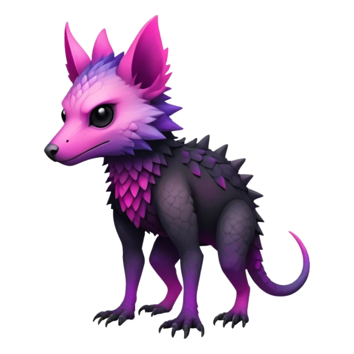 Cool Edgy Black-pink-purple-gradient badass Trico-animal-creature full bodyd sticker