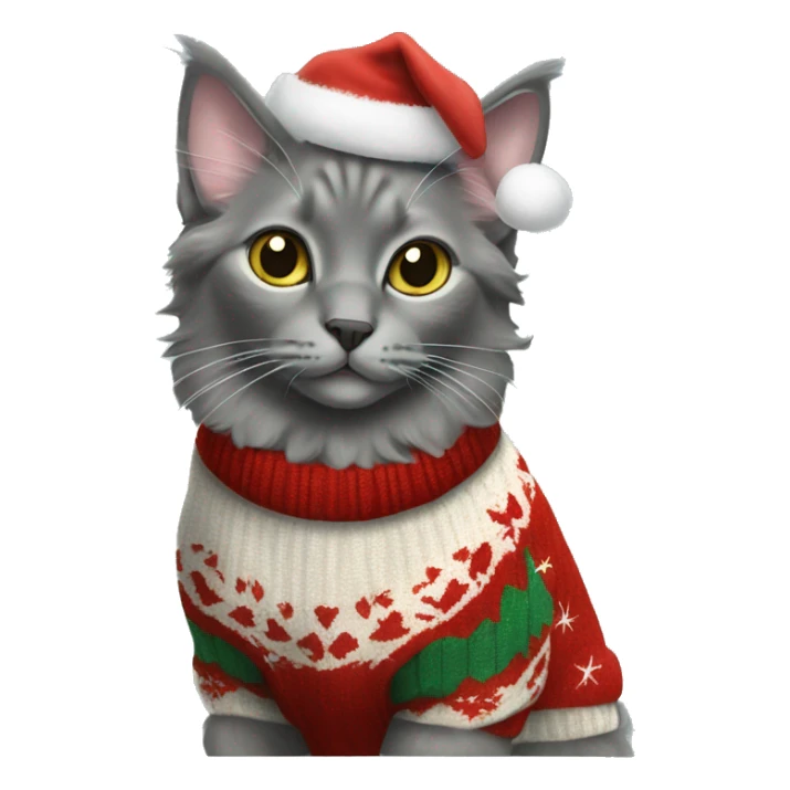 nebelung cat in christmas sweater sticker