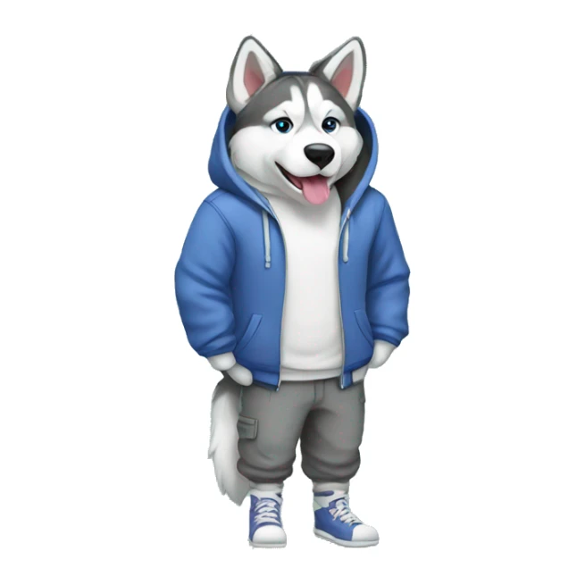 realistic husky full body in a hoody  sticker