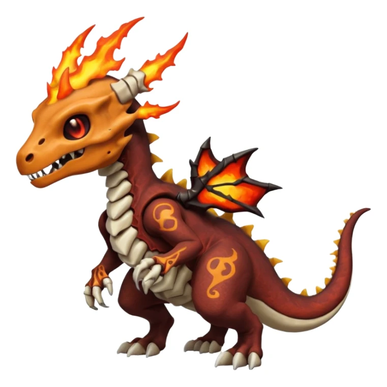 Skeletal Fiery Volcanic Cubone-Salandit-Marowak-Duskull-dragon sticker