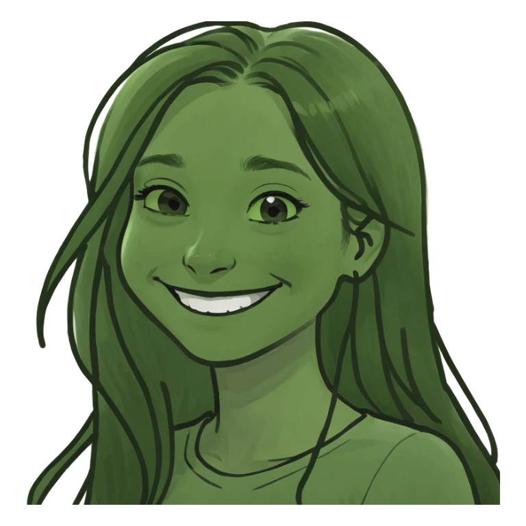 smiling girl with long hair sticker