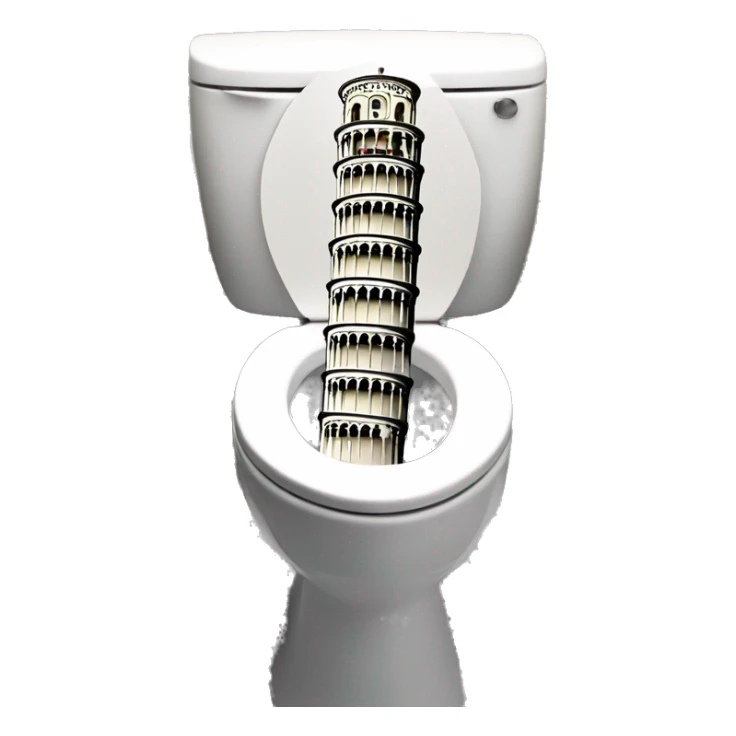 leaning tower of pisa inside of toilet  sticker