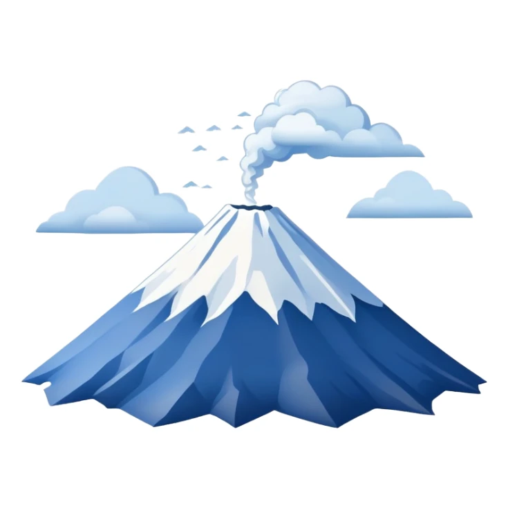 Mount Fuji with muted blue and white colors, not bright sticker