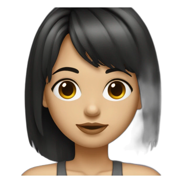 Fille -cheveux a la garçone de couleur noir avec franche et lisse sticker