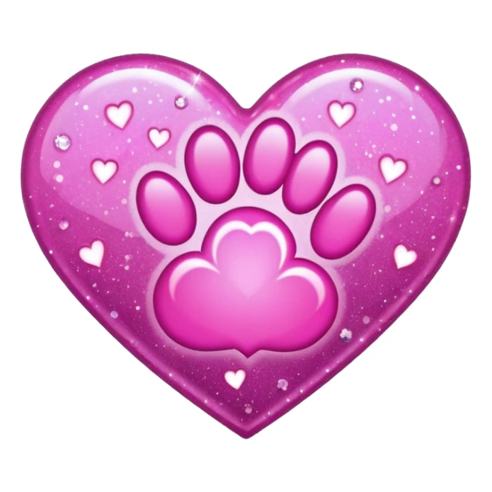 heart with a paw print and sparkles sticker