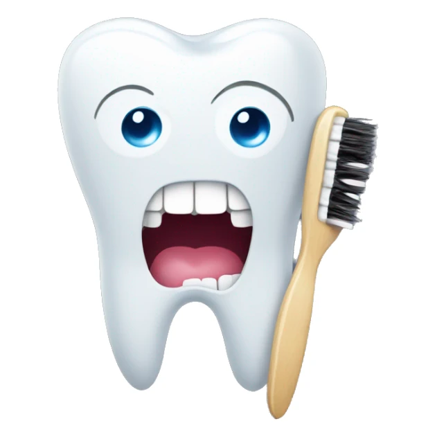 tooth with eyes and smile and brush tooth sticker
