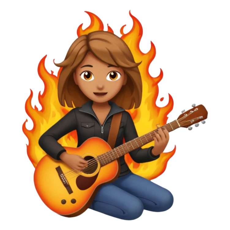 Girl playing with guitar on fire sticker