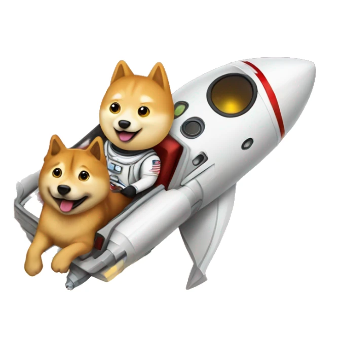 elon musk and doge riding a rocket to mars sticker