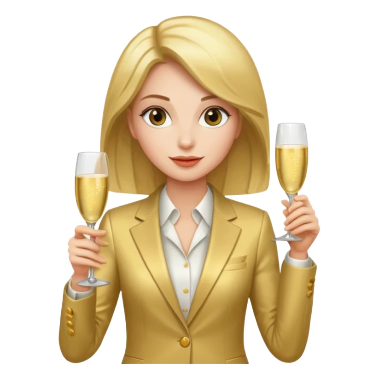 woman with shampane glass in golt suit sticker