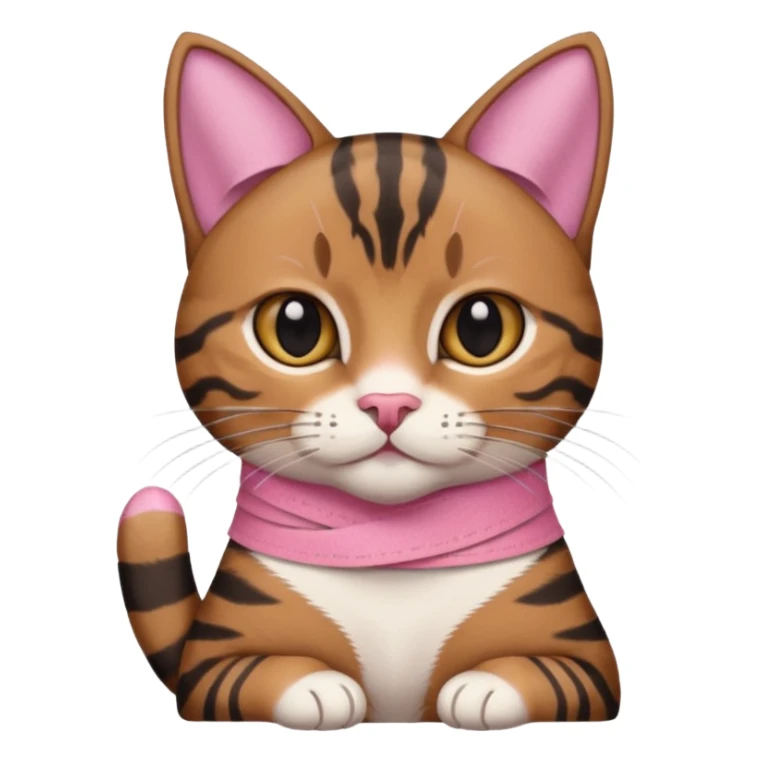 a  brown and black tabby cat, with a pink bandage on just one front paw paw, realistic sticker