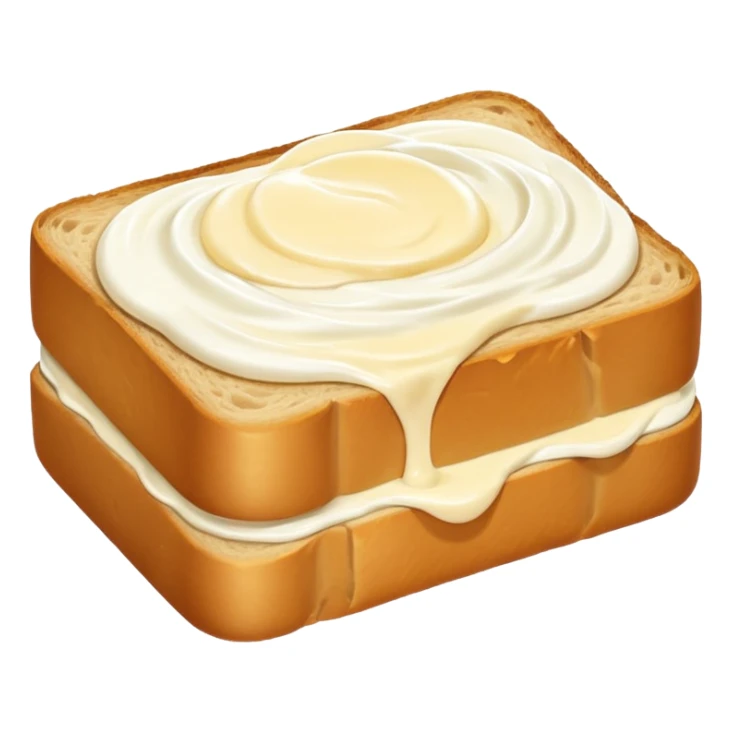 a piece of bread with mayonnaise sticker
