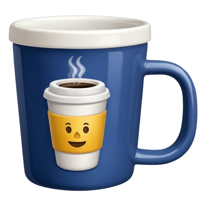 Take away coffee mug with factory by ribas logo sticker