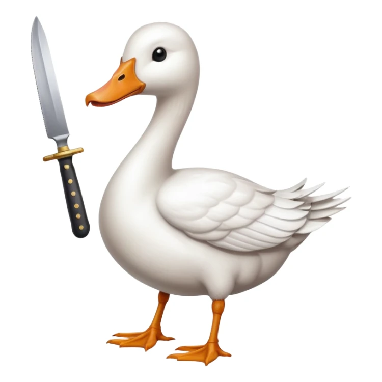 Duck holding knife but make it a white goose sticker