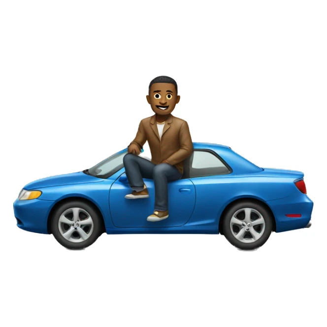 man sitting on top of car sticker
