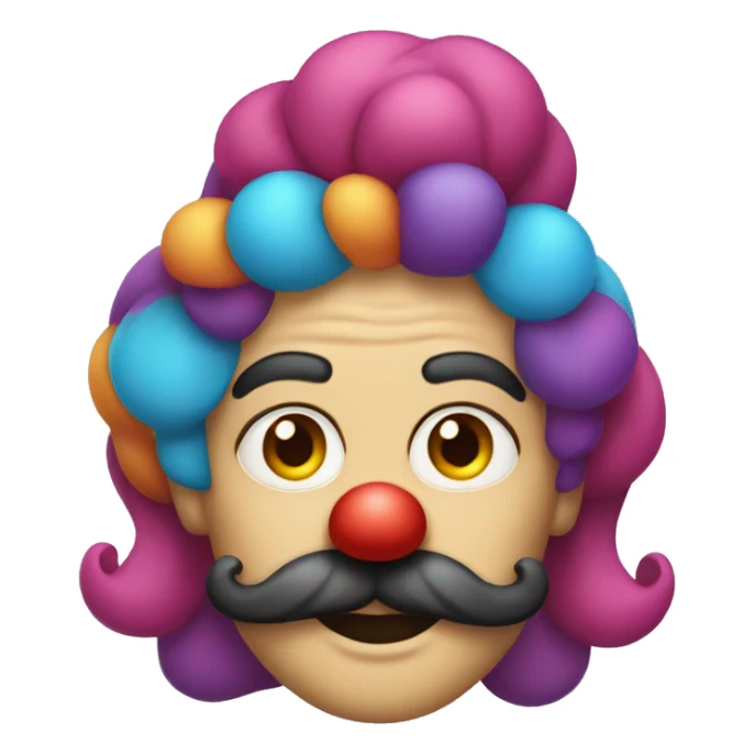 Clown colorful hair with a handlebar mustache sticker