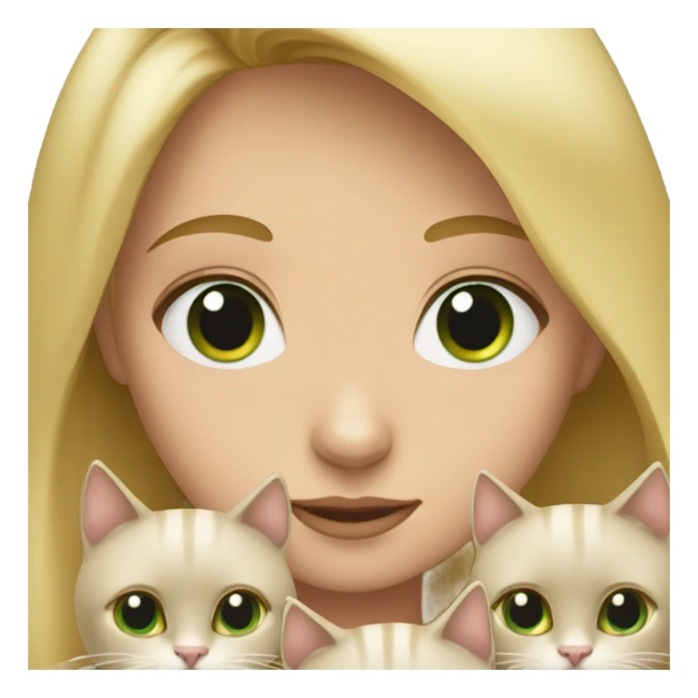 blonde girl green eyes holding 3 cats sticker
