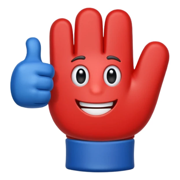 #1 glove thumbs up in blue (#00A3E0) and red (#F9423A)  sticker