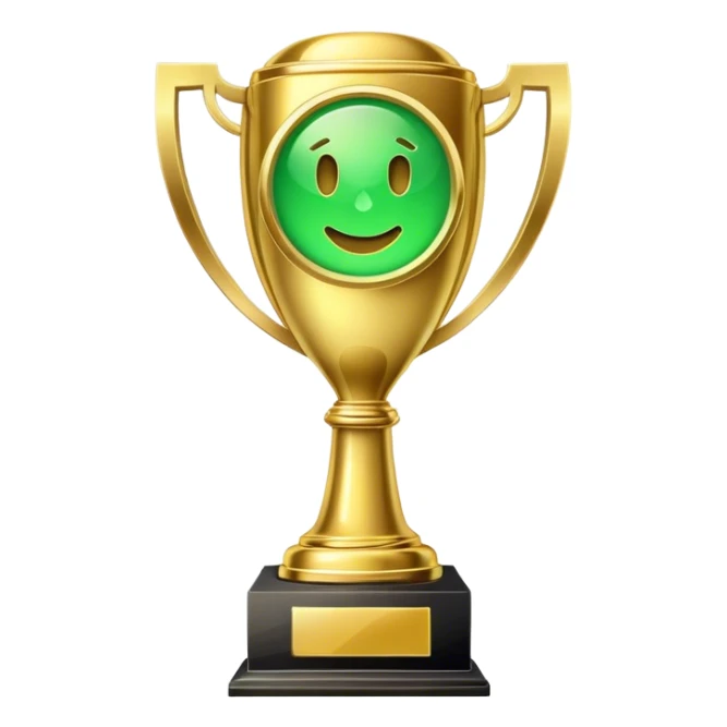 World record trophy that has a green message icon emoji  sticker