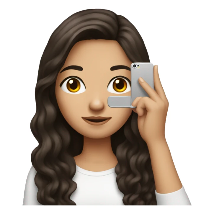 Brunette girl take a photo on iPhone  sticker