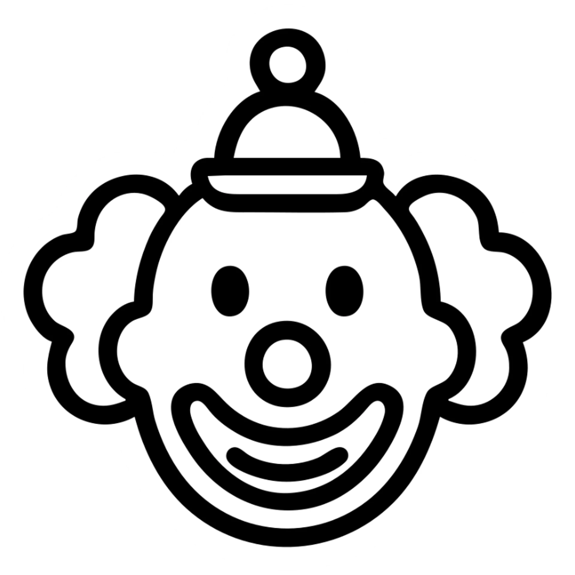 clown icon, outlined, playful expression, clean lines sticker