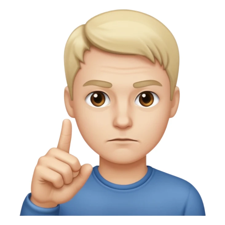 person with a raised eyebrow and a finger pointing at you sticker