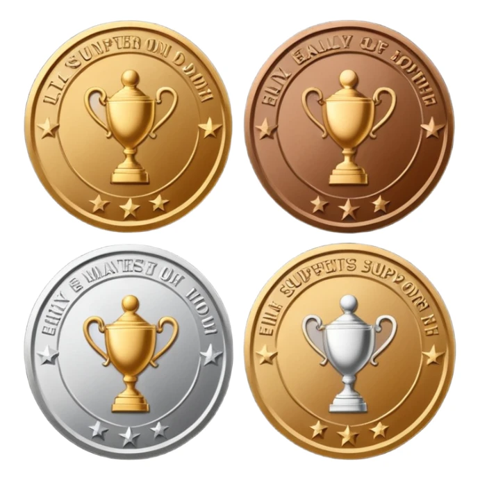 You have to make 3 emblems:

1) Bronze Early Supporter
2) Silver Early Supporter
3) Gold Early Supporter

Make sure the text is clearly engraved into a medal made of each corresponding emblem sticker
