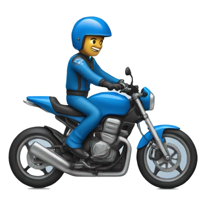 Blue motorbike with a rider sticker