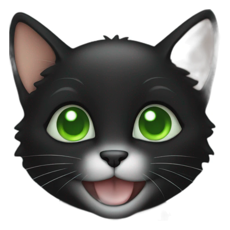 black kitten with green eyes laughs sticker